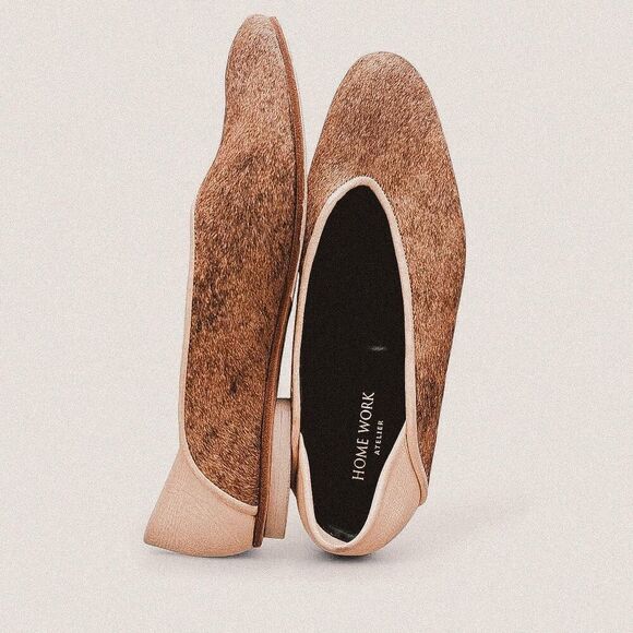 Home work atelier almond round toe preppy fur textured flats size 9 - Picture 1 of 6